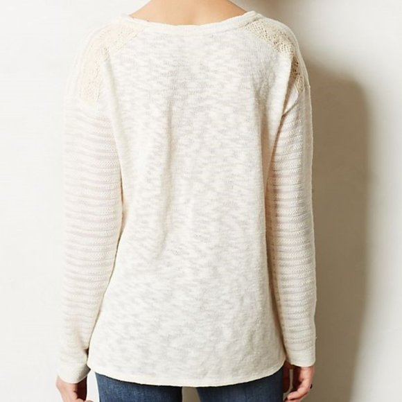 Anthropologie One September Crocheted Heirloom Pullover Gray Medium - Picture 3 of 9